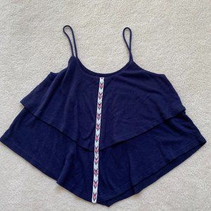 Blue Layered Spaghetti Strap Tank Top